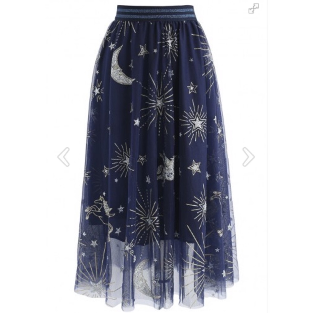 Myth of Stars Mesh Tulle Midi Skirt